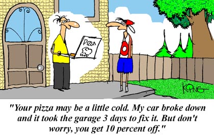 Funny Cartoon - Cold Pizza