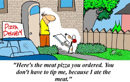 Funny Cartoon - Meat Pizza