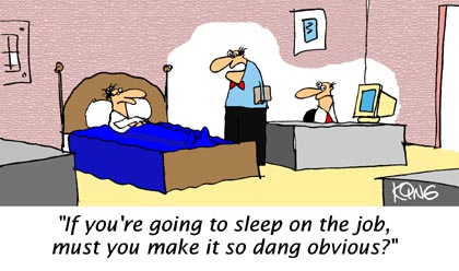 Funny Cartoon - Sleep On The Job